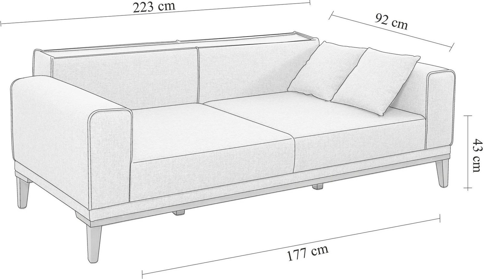 Divan-krevat 3 vende, Atelier del Sofa, Liones 3, ngjyrë gri e errët