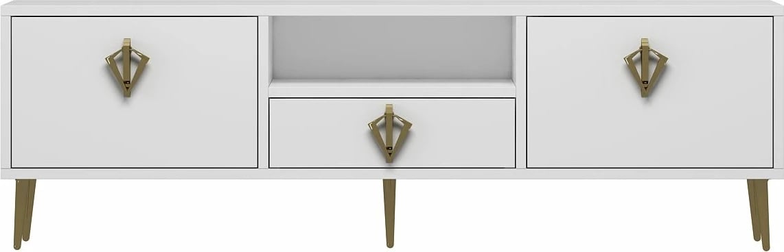 Komodë TV Skye Decor, e bardhë, e artë, 1313-DROP-32
