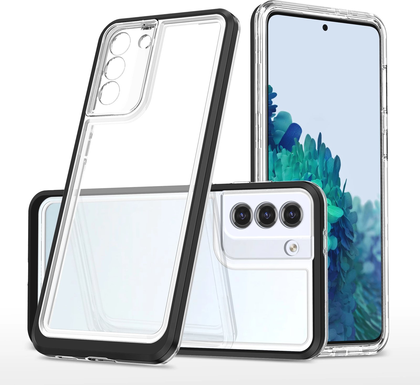 Mbështjellës Hurtel Hybrid Armor Clear 3in1 për Samsung Galaxy S22+, i zi/transparente