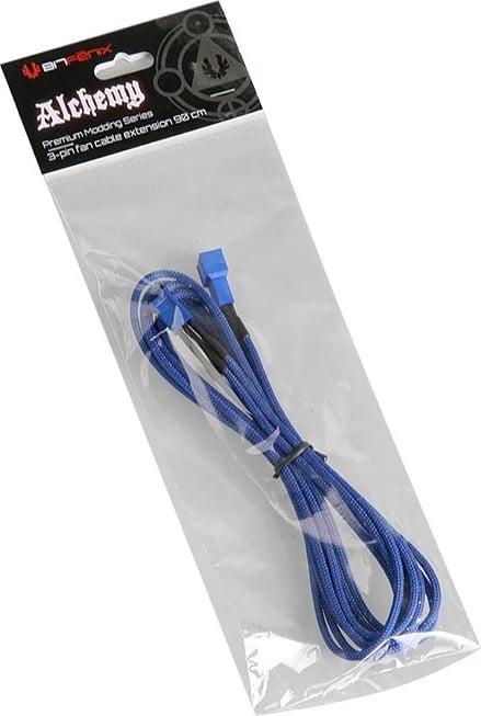 Kabllo zgjatues BitFenix 3-Pin 90cm, i mbështjellë, ngjyrë blu