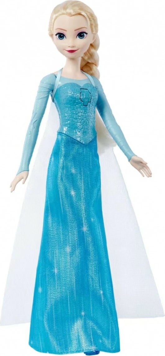 Kukull Elsa kënduese Mattel Frozen JDX52, 30 cm, me fustan blu