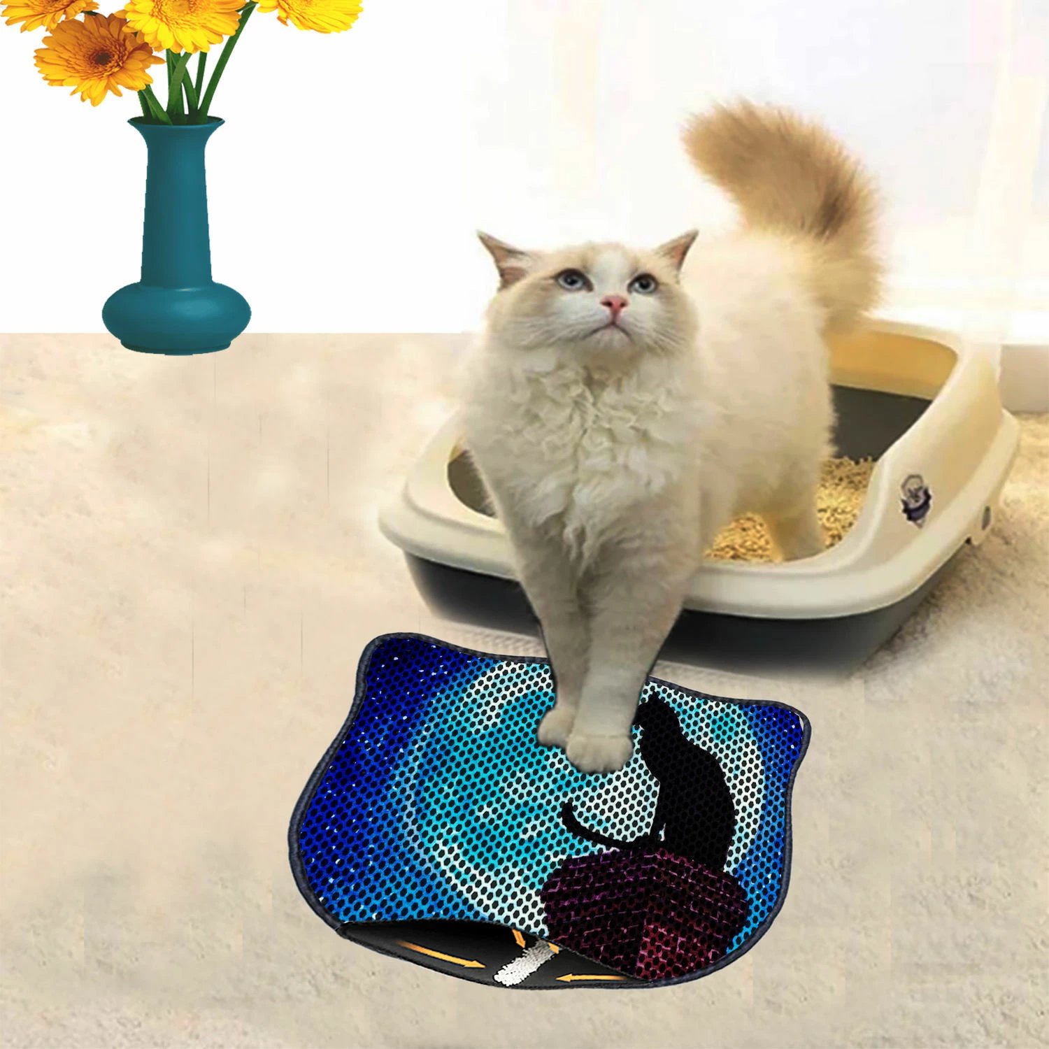 Tapet për rërë mace, shumëngjyrësh, Paws & Whiskers, Kdkafa0131, 40x50cm