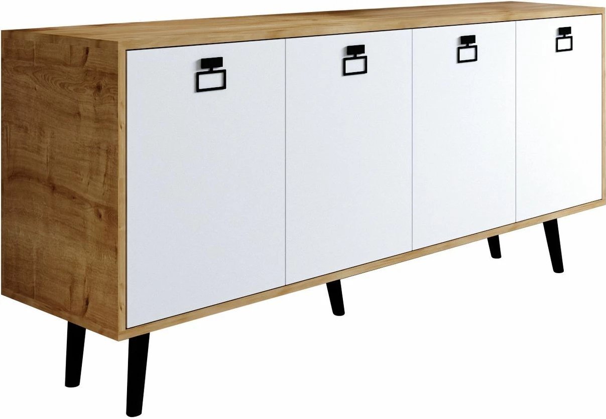 Konsolë moderne Skye Decor, Mirza 180, ngjyrë lis safir dhe e bardhë