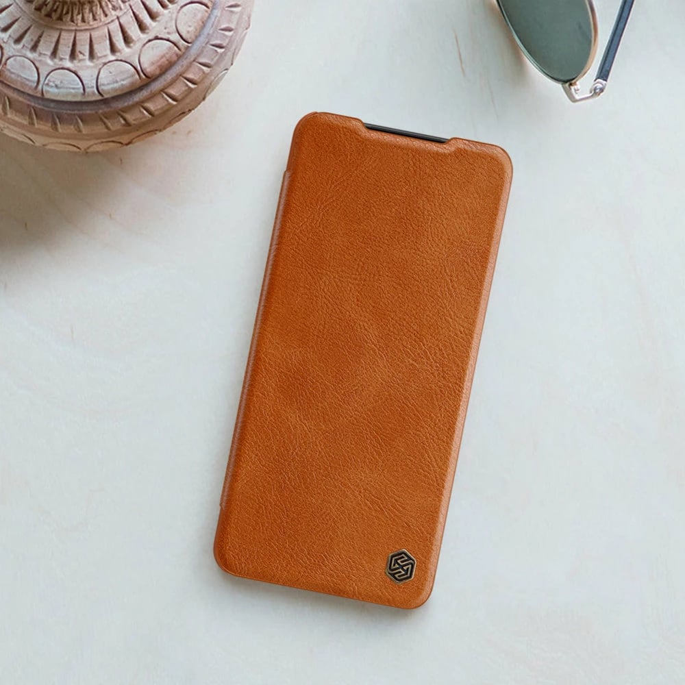 Mbështjellës Nillkin Qin për Samsung Galaxy A22 4G, lëkurë ekologjike, Kafe
