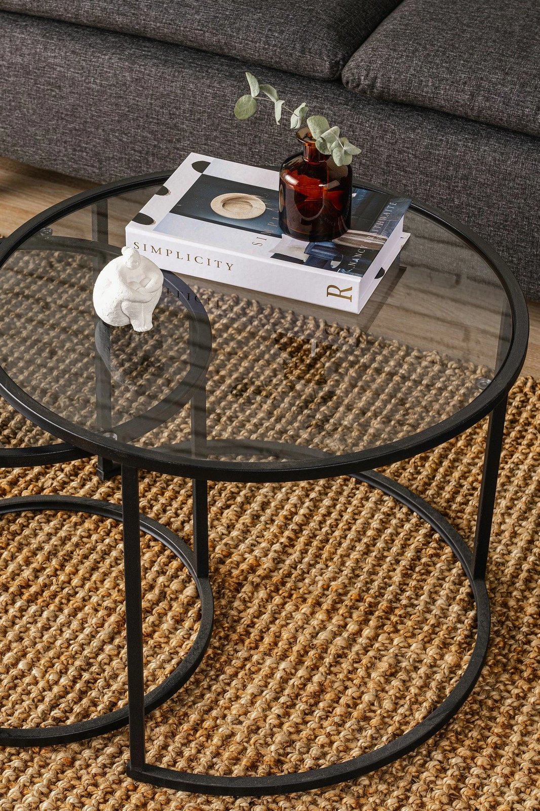 Tavolinë kafeje Hanah Home Tokyo 60, e zezë, fume (set prej dy pjesësh)