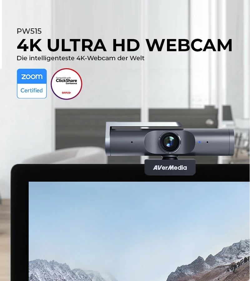 Webcam AVerMedia PW515 4K HDR, 60fps, mikrofon, e zezë