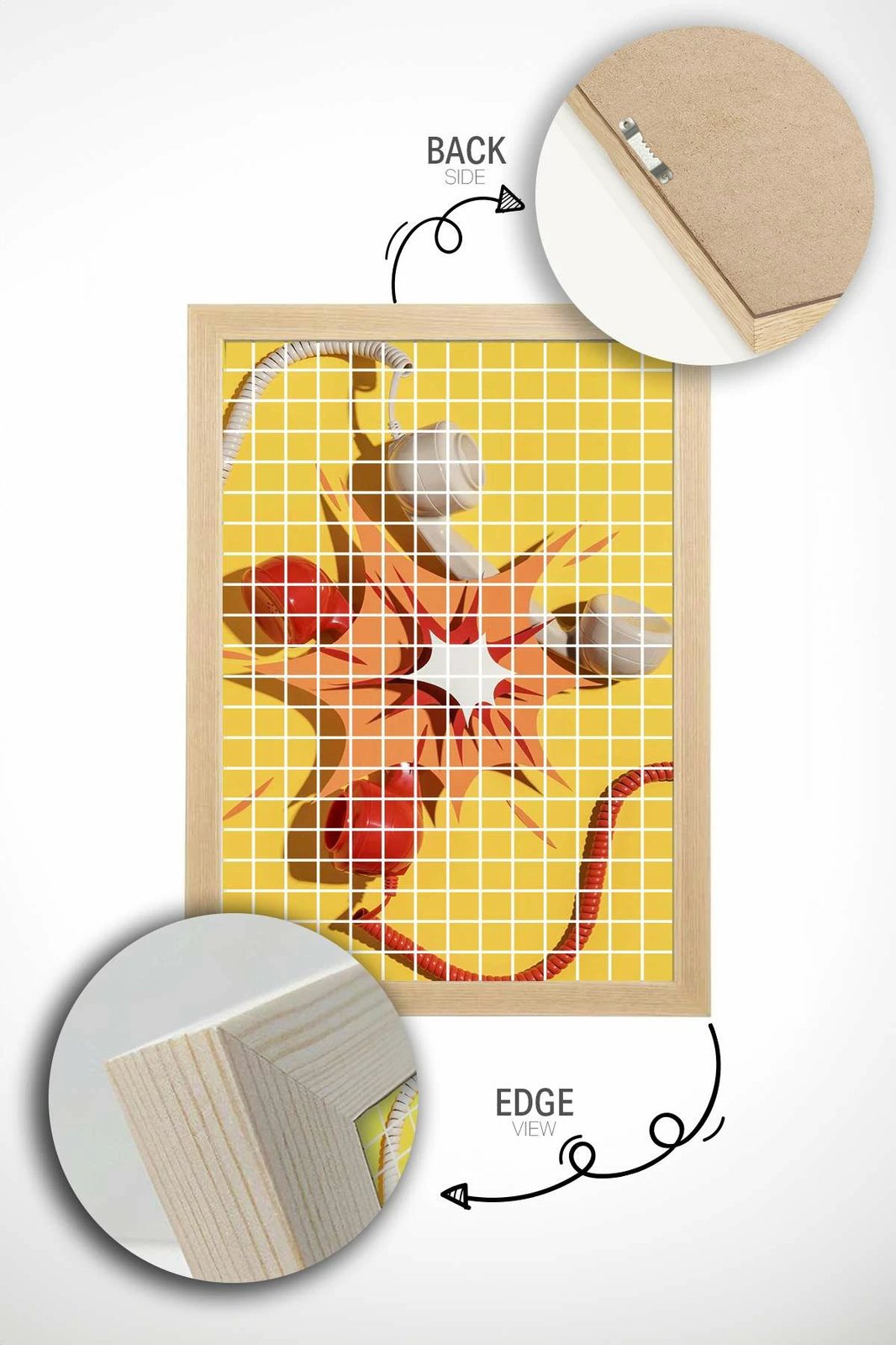 Pikturë dekorative me kornizë, shumëngjyrëshe, Popkare27, Wallity, 33x48cm