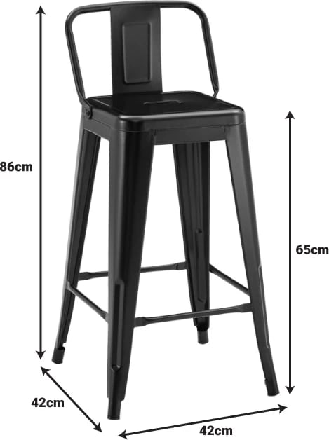 Karrige për bar mesatare me shpinë Utopia metalike ngjyrë bardhë 42x42x86cm