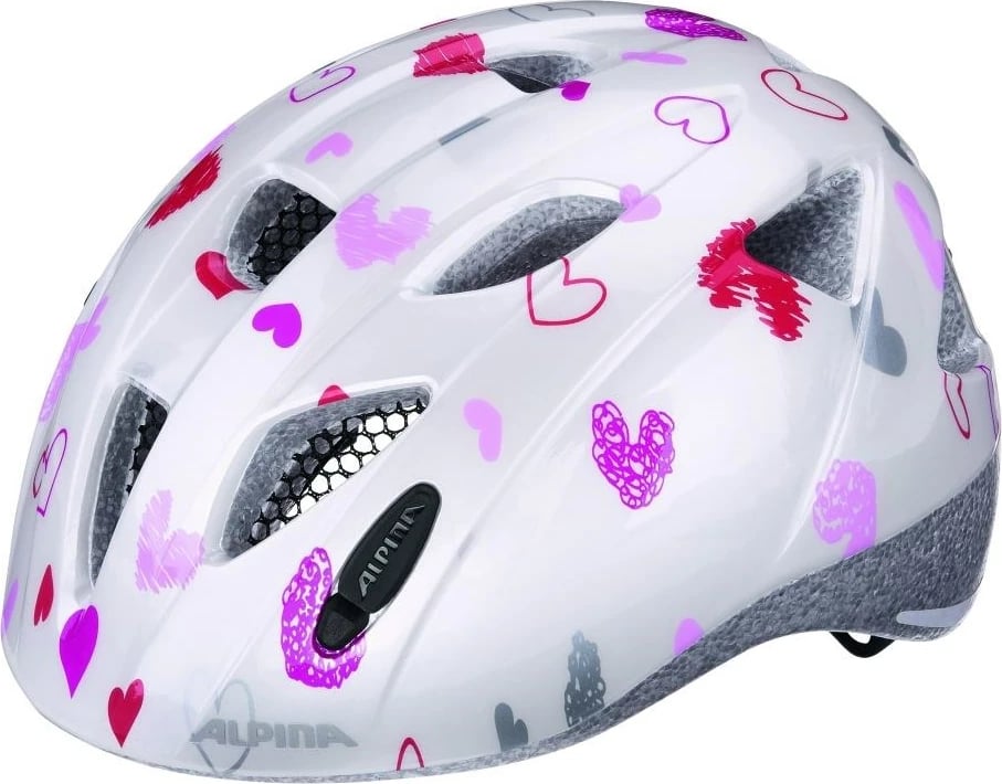 Helmetë biçiklete Alpina Ximo, e bardhë me zemra, 49-54