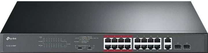 Switch TP-Link TL-SL1218MP, 16 porta 10/100Mbps, PoE+, 2 SFP uplink, e zezë