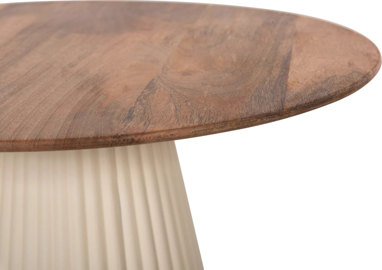 Tavolina kafeje 2 copë Foldy FH9925 bazë metali ngjyrë fildishi, sipërfaqe e rrumbullakët dru mango natyral Φ40 & Φ48 Tavolina kafeje 2 copë Foldy FH9925 bazë metali ngjyrë fildishi, sipërfaqe e rrumbullakët dru mango natyral Φ40 & Φ48