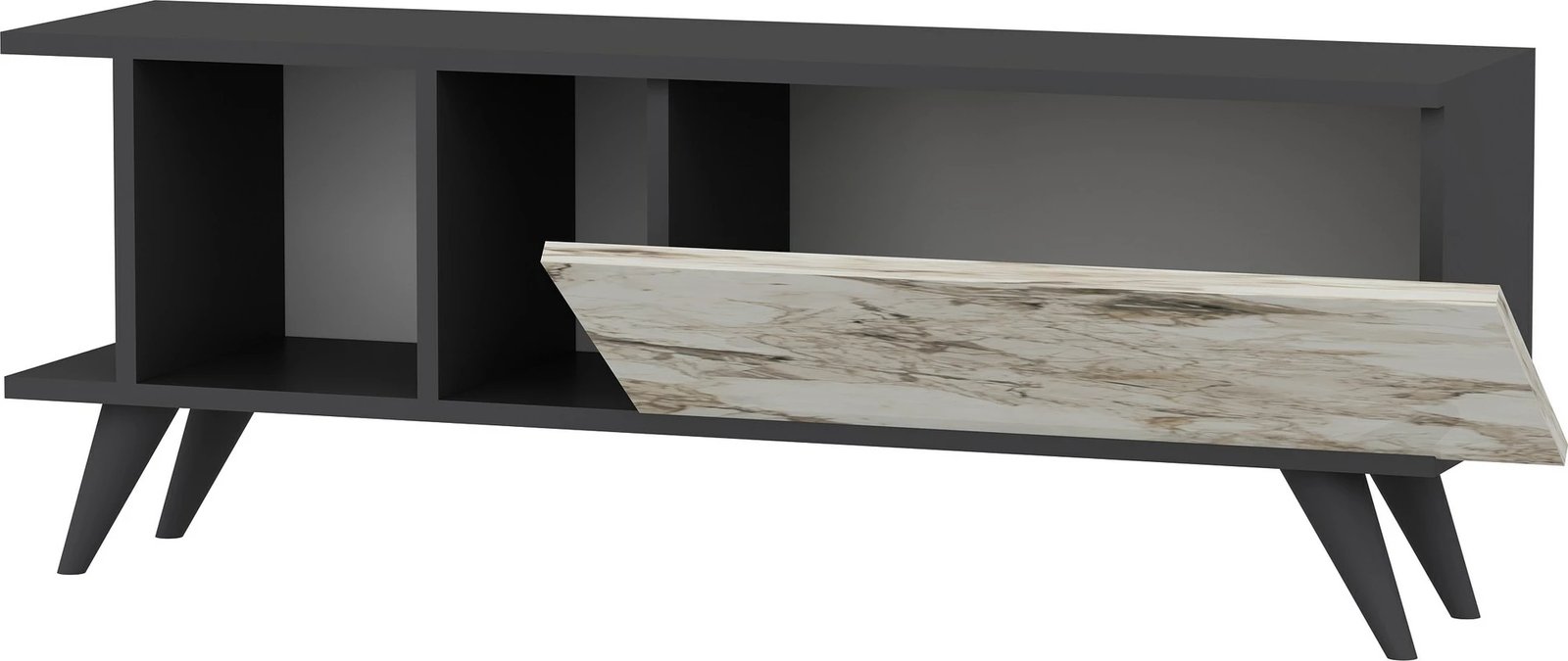 Komodë TV Hanah Home, ngjyrë antracit dhe mermeri