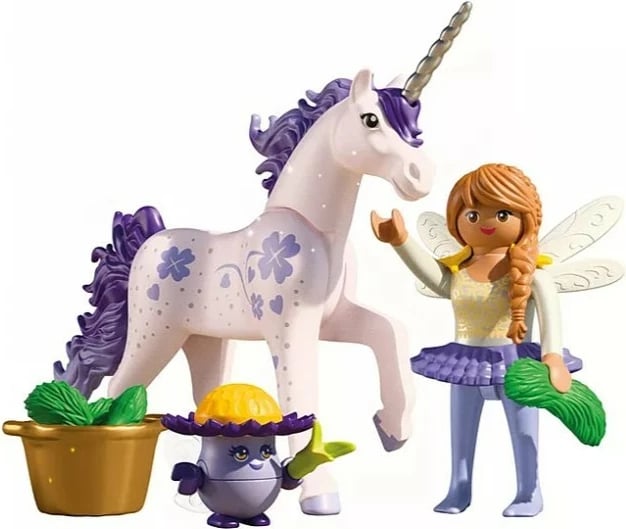 Set figurina Playmobil Princess Magic 71843 me njëbrirësh Lucky Lavender, zanë dhe Joyling, 19 pjesë