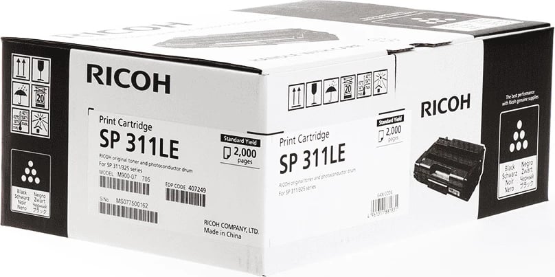Toner, Ricoh SP 311LE 407249, rendiment 2000 faqe, standard, e zezë