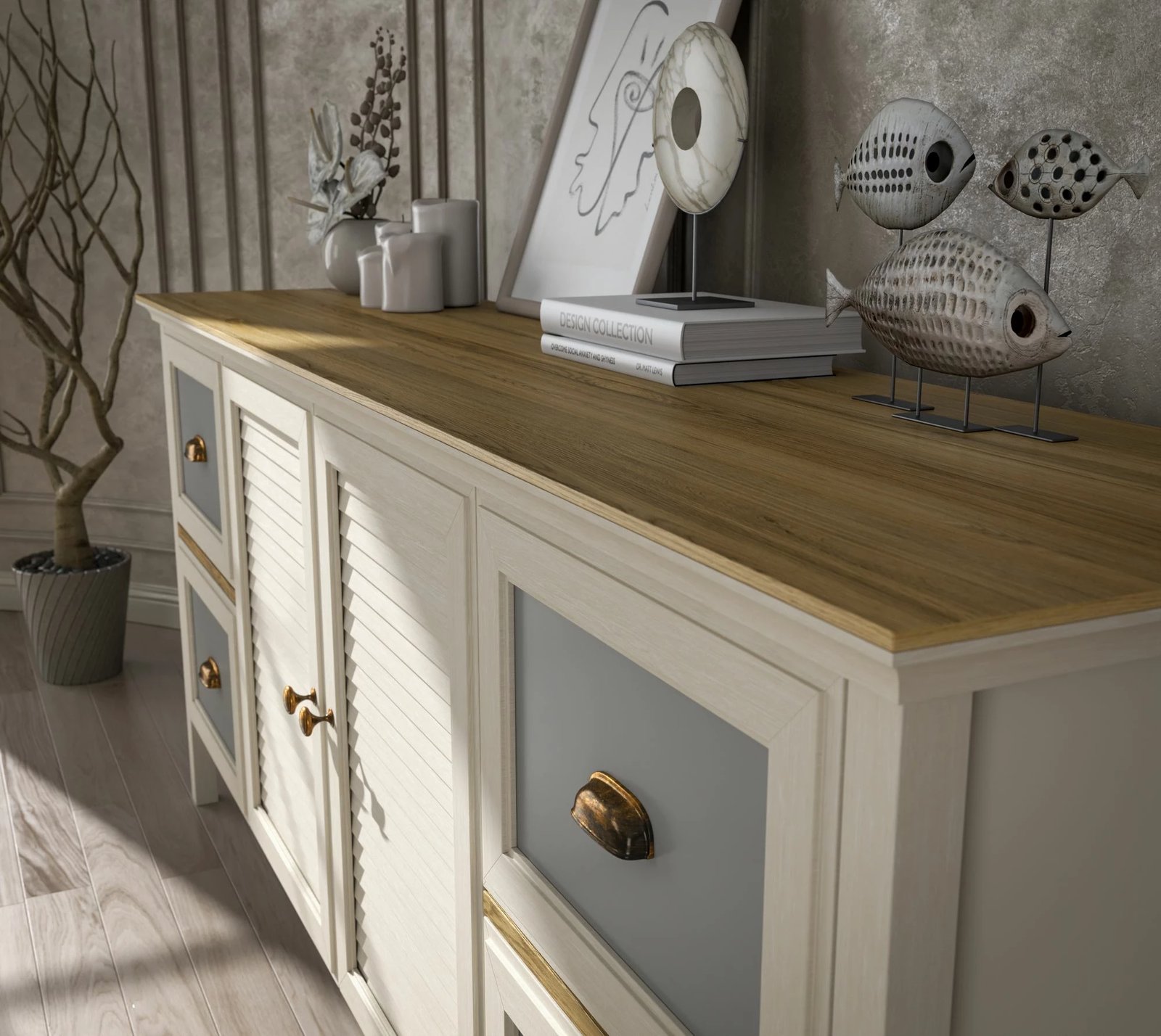 Konsol Skye Decor, krem, lis, gri, FRN-21010