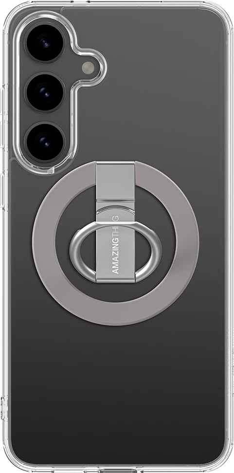 Mbështjellës AmazingThing Minimal Mag Case për Samsung Galaxy S25+, me unazë magnetike, Transparent