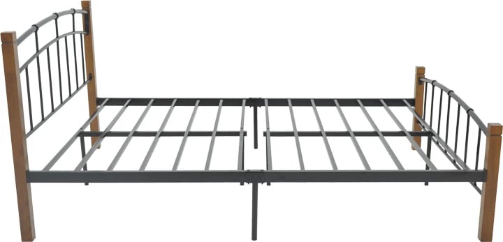 Krevat queen size Mandy, ngjyrë arre, dru-metal i zi, 150x200cm