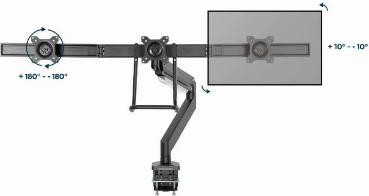 Krah i rregullueshëm për 3 monitorë Gembird MA-DA3-03, 17-27 inç, i zi