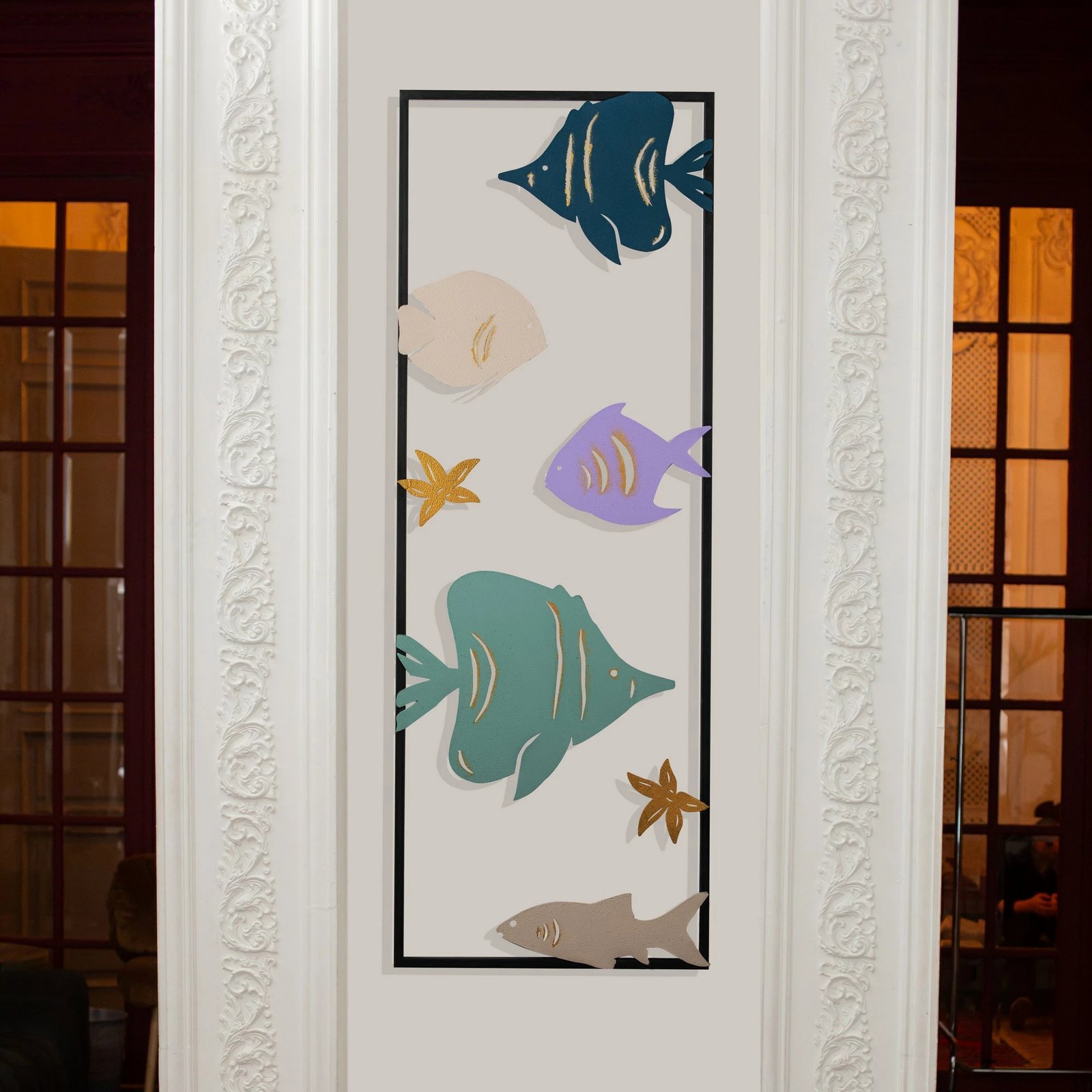 Aksesor dekorativ metalik për mur, Wallity, akuarium, shumëngjyrësh