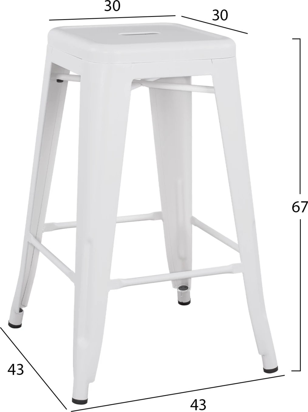 Karrige për bar mesatare MELITA-PRO FH8573.41 metalike në të bardhë mat 43x43x67Hcm