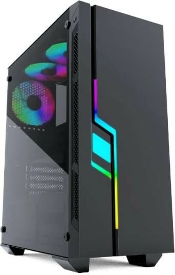 Kasë Gembird Fornax 2000 CCC-FC-2000 Midi Tower, RGB, ATX/mATX/ITX, 2x2.5", 2x3.5", USB 3.0 + 2x USB 2.0, e zezë