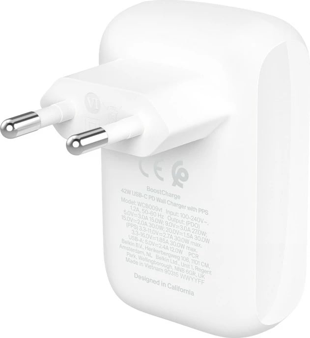 Karikues Belkin WCB009vfWH, 42W, 2 porta, USB Type-C, i bardhë