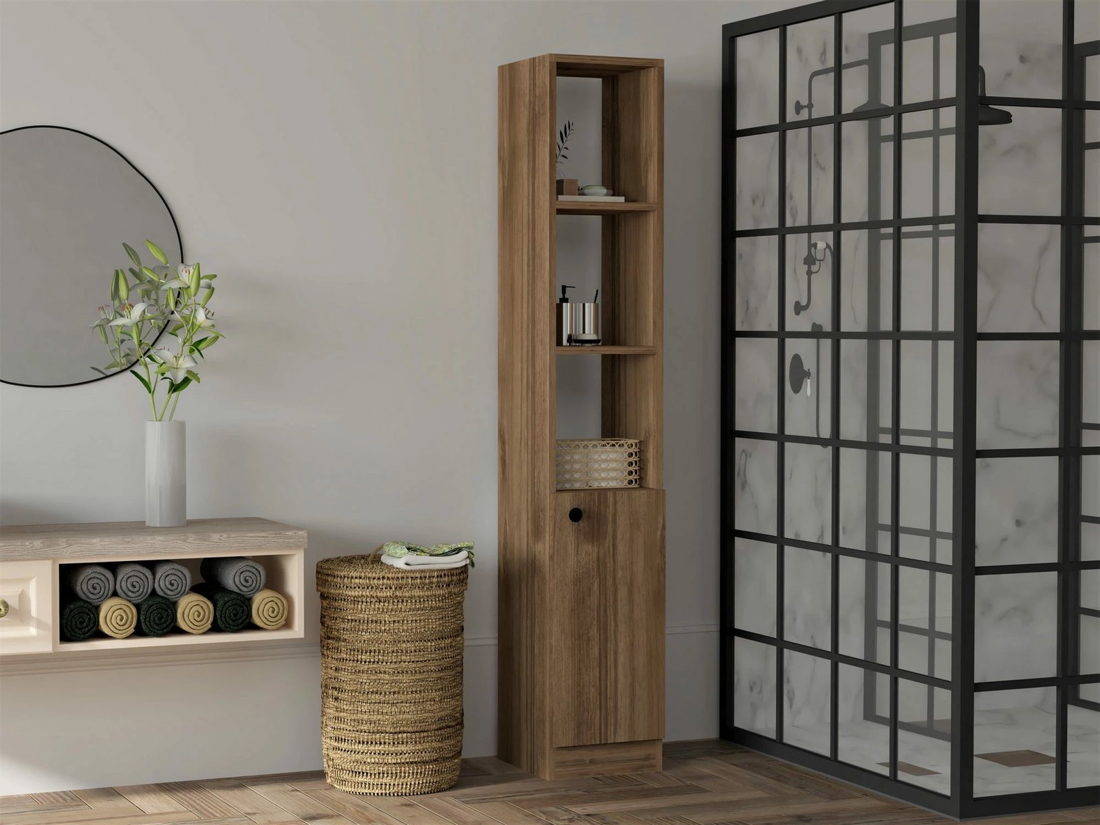 Dollap banjoje, ngjyrë arre, Hanah Home, Trend