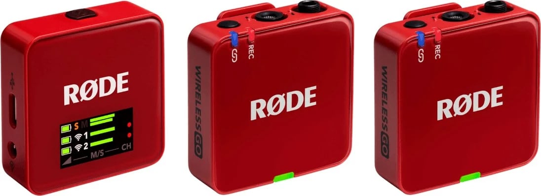 Sistem mikrofoni pa tela RODE Wireless GO III, i kuq