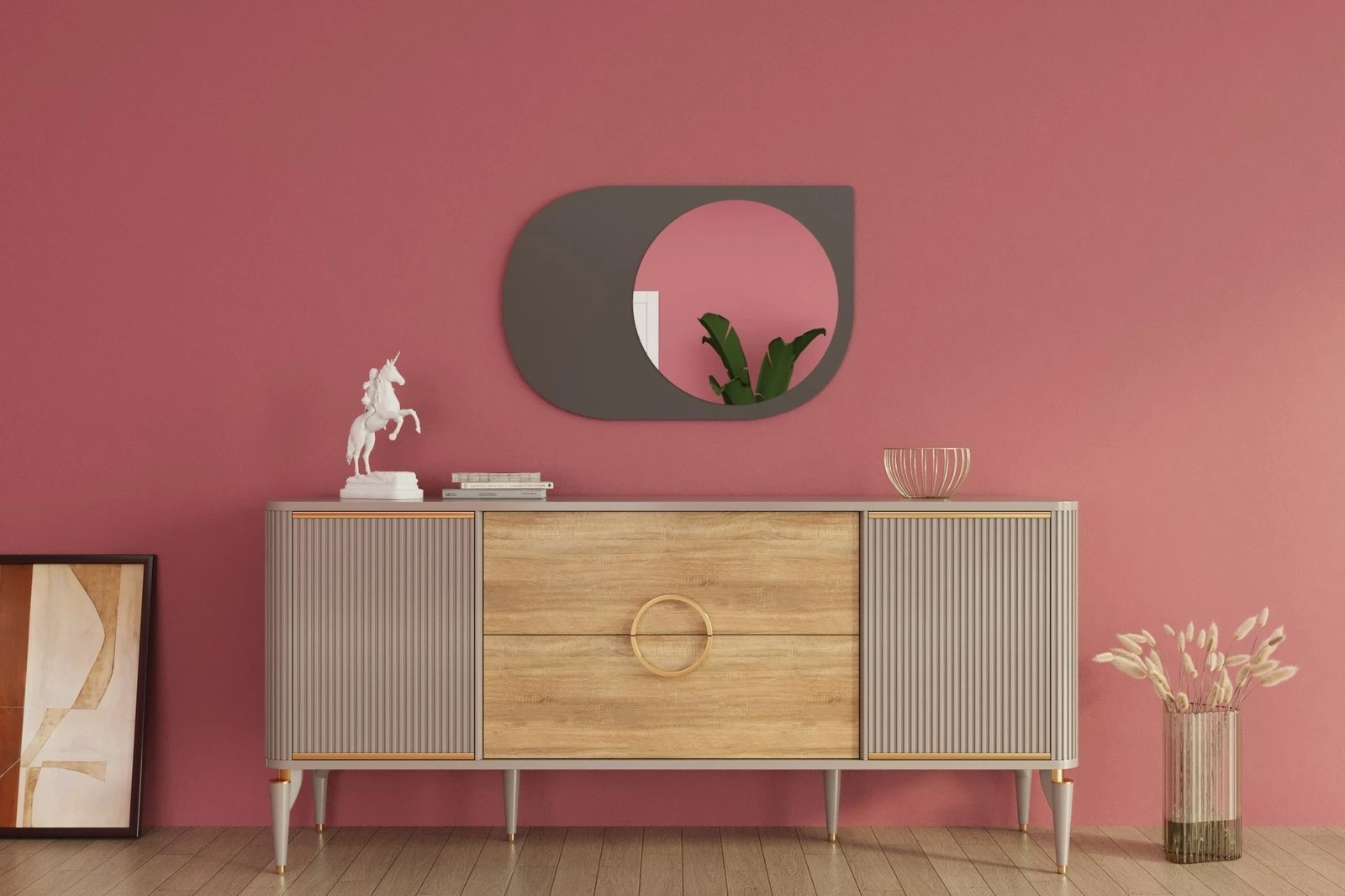 Pasqyrë Skye Decor, Pubble, ngjyrë antracit