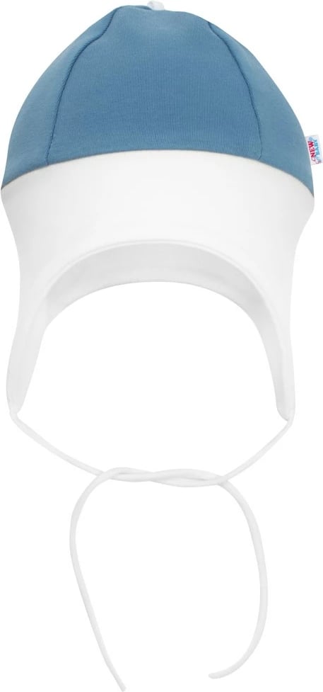 kapuç bebe New Baby The Best, madhësi 80 (9-12m), pambuk 98% me elastan 2%, lidhëse dhe mbulim veshësh, blu