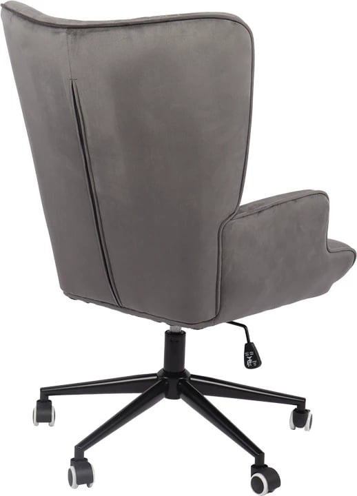 Karrige rrotulluese Lobima, kadife gri e errët, bazë e zezë, 71x68x104cm