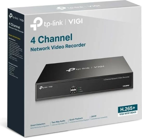 Kasë regjistrimi TP-LINK VIGI NVR1004H, 4 kanale, HDMI, SATA, e zezë
