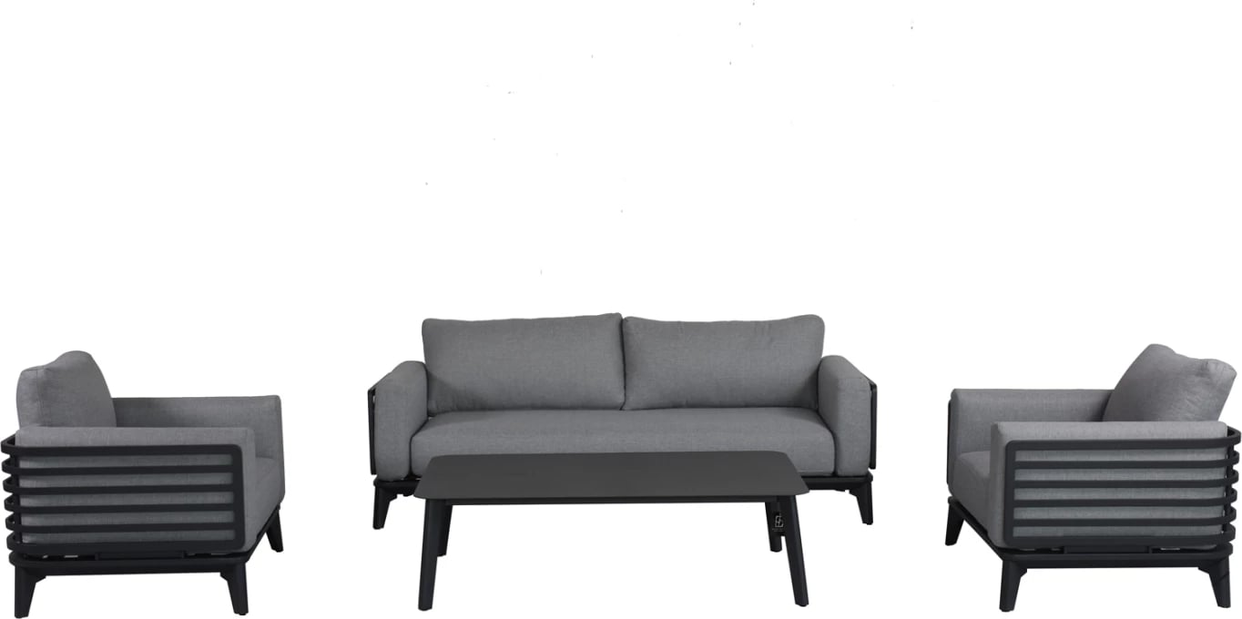 Set lounge për jashtë, 4 pjesë, ORION CD6192.01, alumin gri e errët, jastëk gri