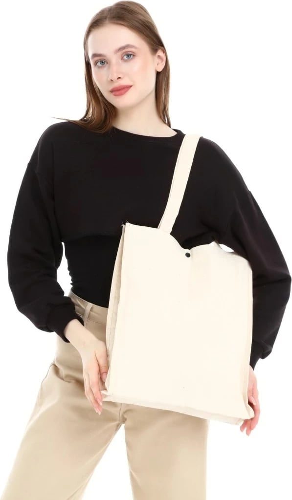 Çantë tote Zoozie Bags, krem, 47x36x8cm
