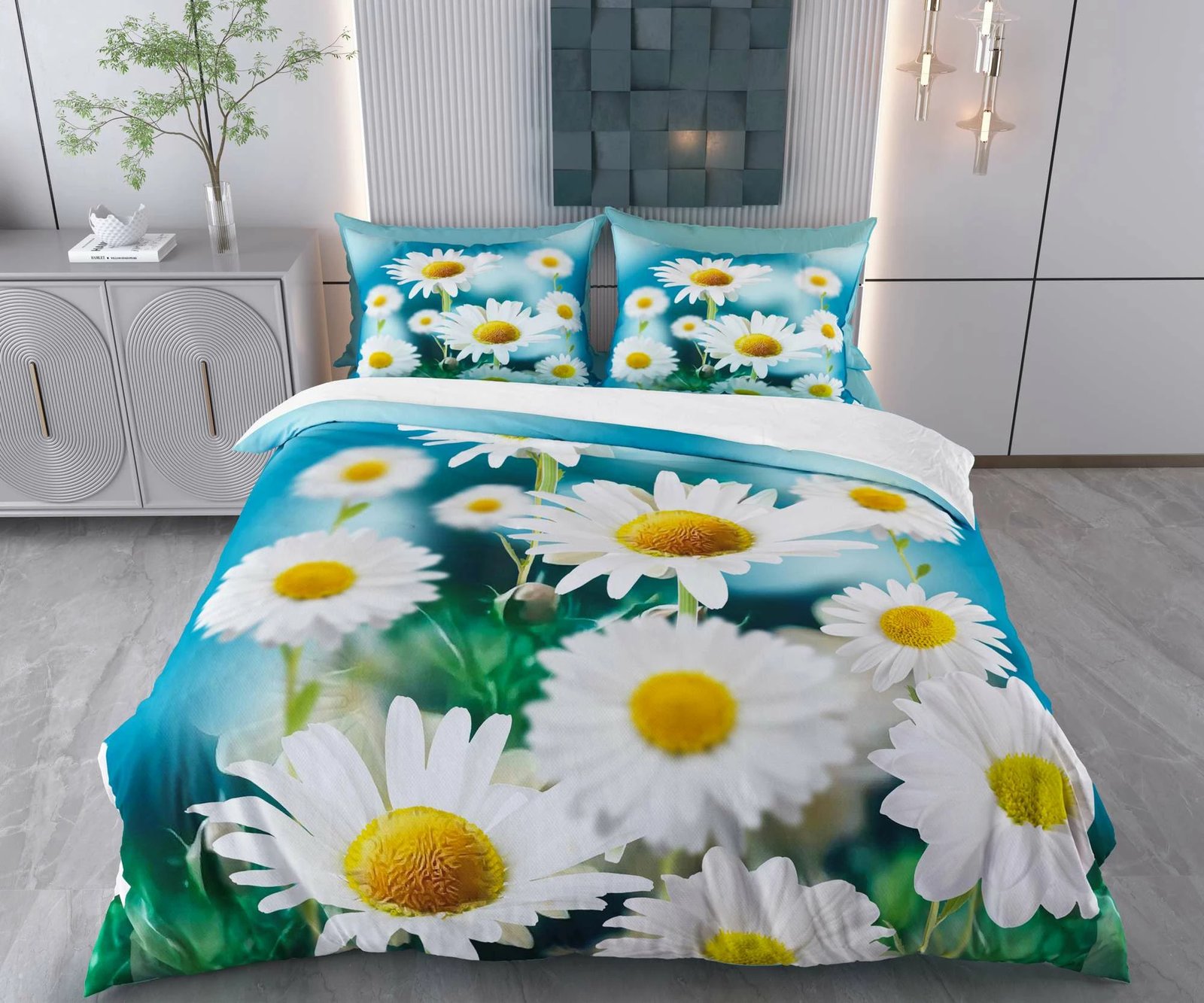 Set mbulesë për jorgan, një person, L'Essentiel Linge de Maison, Daisy, ngjyrë kaltër