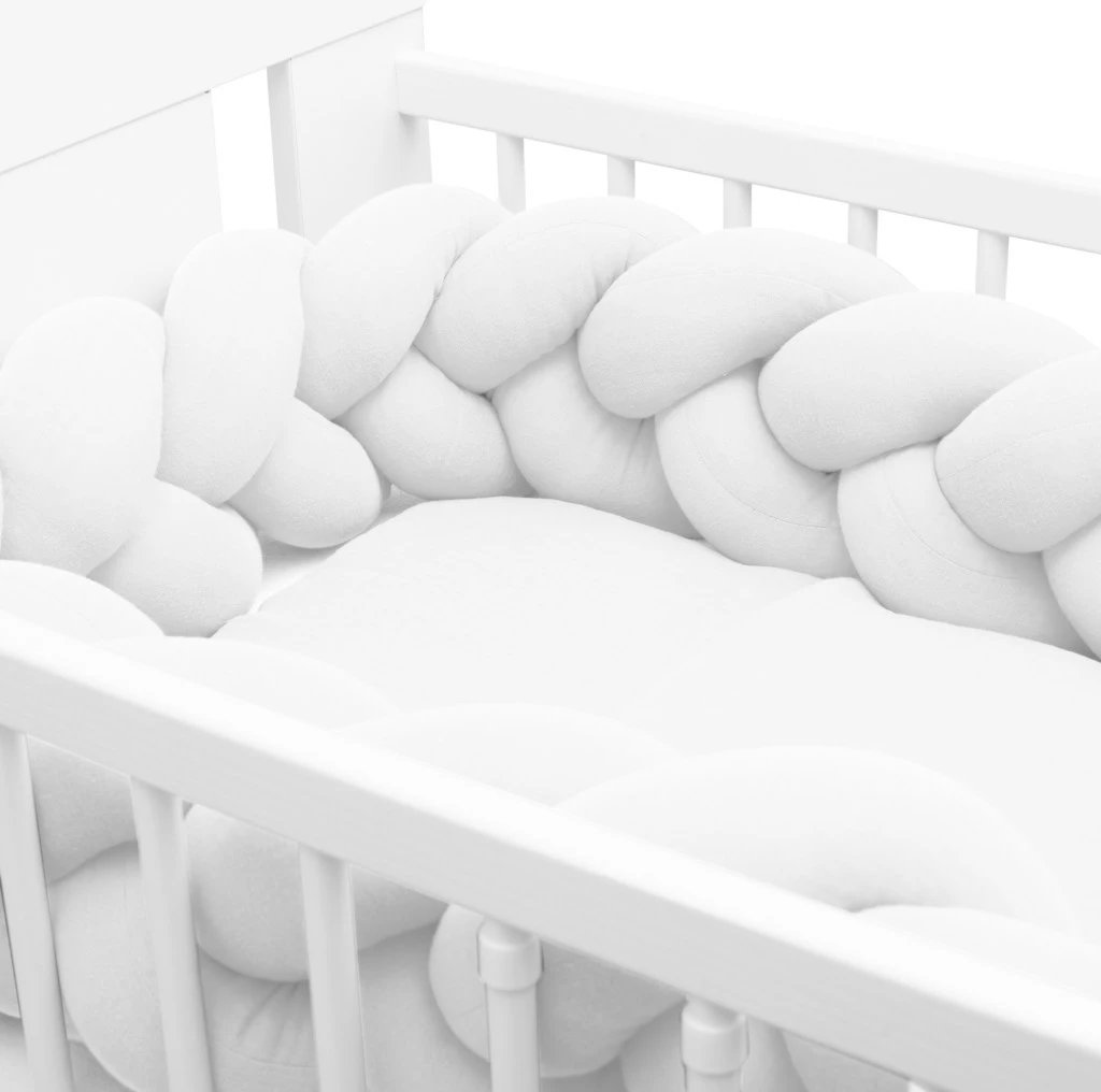 Mbrojtës krevat bebi muslinë, New Baby, 210 cm, i bardhë