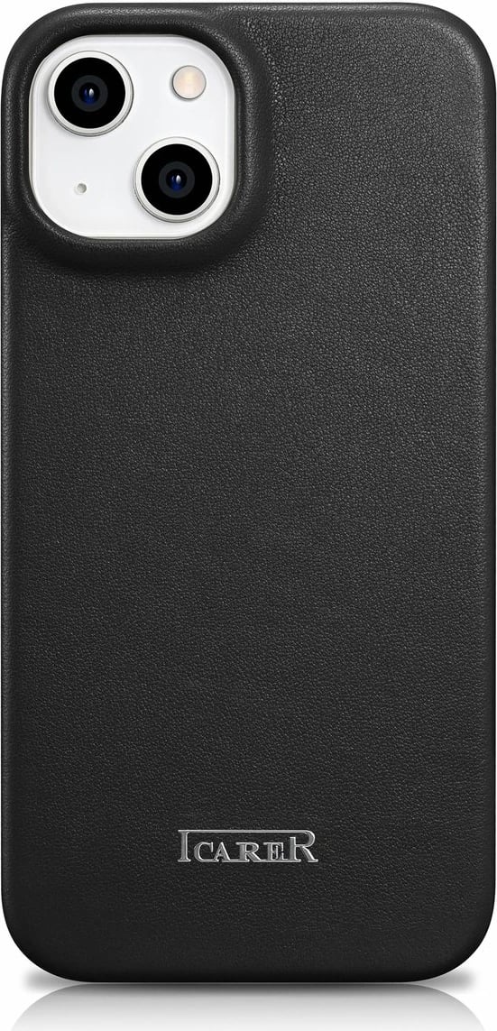 Mbështjellës iCarer CE Premium lëkurë për iPhone 14 Plus, MagSafe, i zi