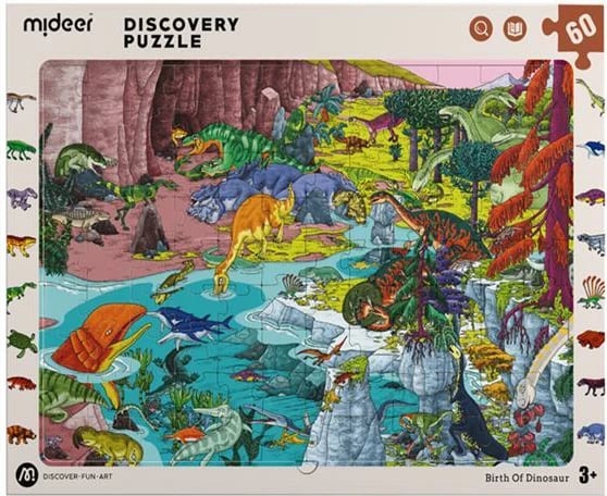 Puzzle Mideer Discovery - Dinosaurët 60 Copë