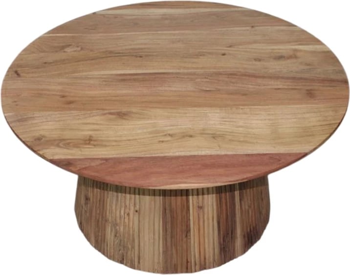 Tavolinë kafeje Canicule I, dru akacie i fortë, ngjyrë natyrale, Φ80x40cm