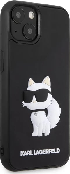 Mbështjellës Karl Lagerfeld KLHCP14S3DRKHNK për iPhone 14 6.1", i zi, 3D Rubber Choupette