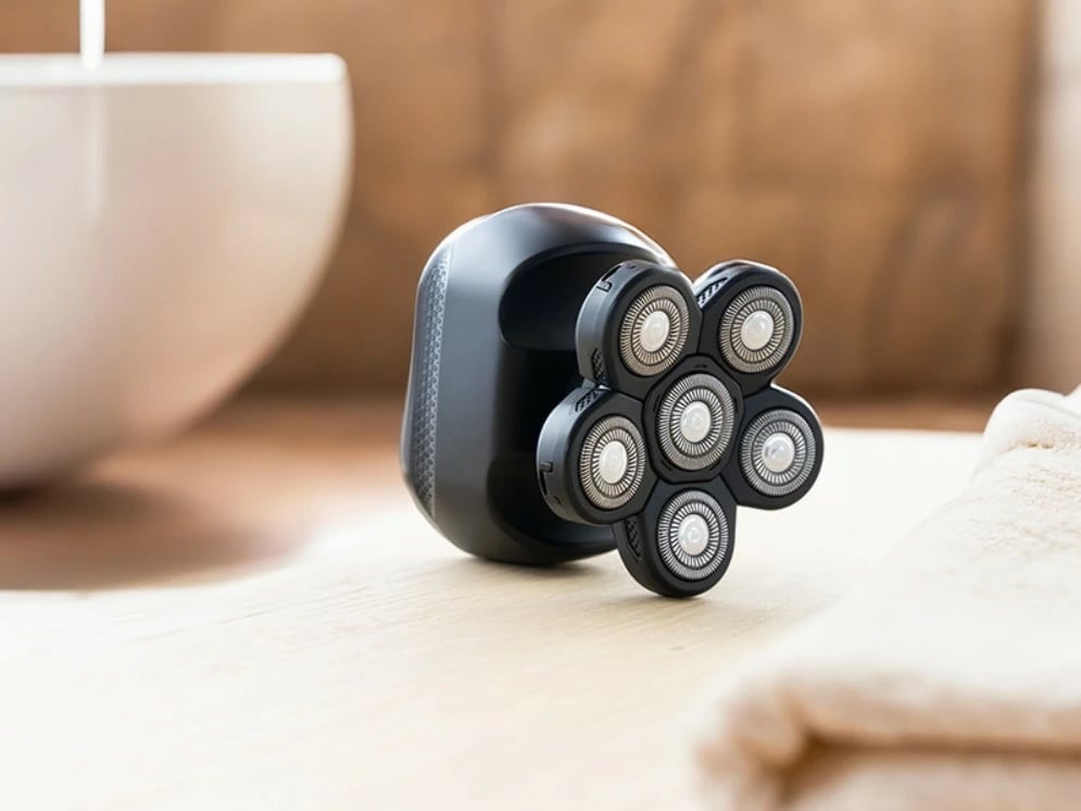 Makinë rroje për kokë, Lafe MasterSmooth, 6 koka fleksibile, IPX6, përdorim i thatë & i lagësht, bateri 60 min, me trymer për hundë, e zezë