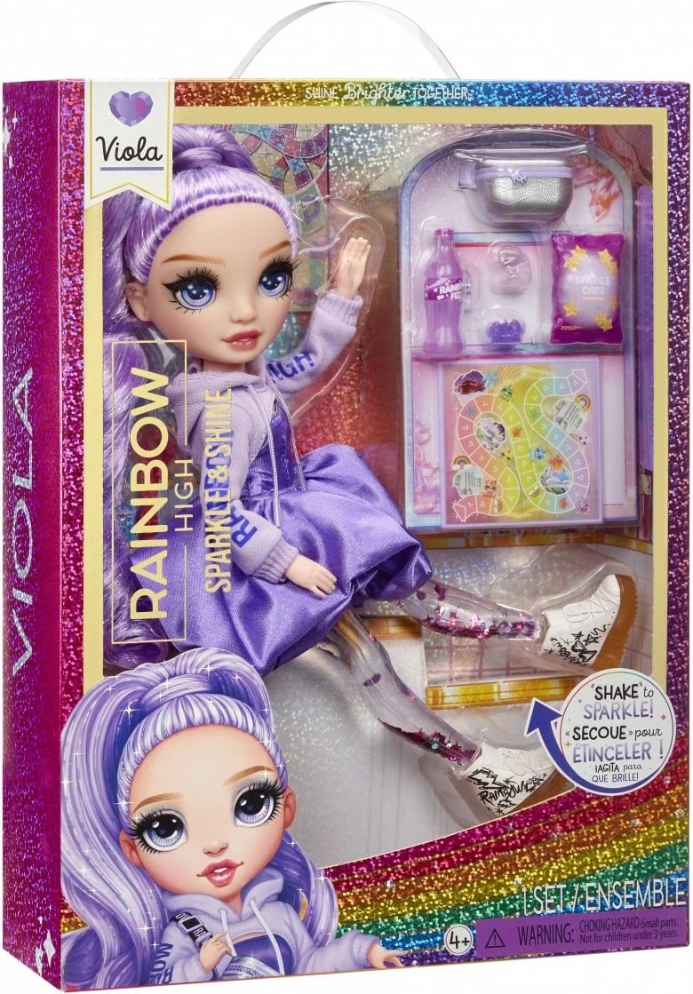 Kukull Rainbow High Sparkle & Shine Viola me aksesorë, 11 inç, vjollcë