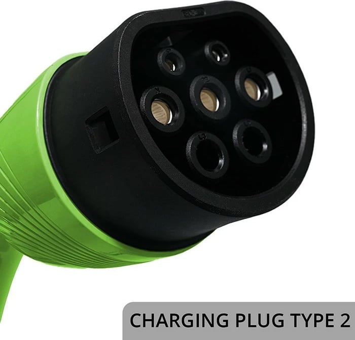 Karikues mobil për automjet elektrik Qoltec 52436, Type 2, 11kW 400V trefazor, Wi‑Fi TUYA Smart Life, ekran LCD 2.4", kabllo 5m, IP65 IK09, i zi/jeshil