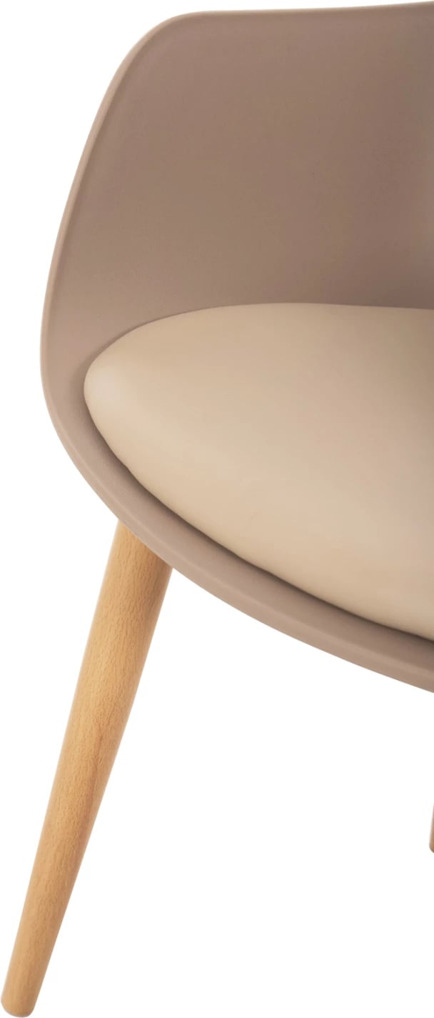 Karrige për ngrënie LUCIE FH8242.11, ngjyrë kapuçino, këmbë metalike ngjyrë druri, 56x55.5x80H cm., set prej 2 copë