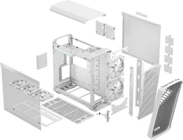 Kasë Fractal Design Torrent White RGB TG Clear Tint, Midi Tower, Tempered Glass, e bardhë