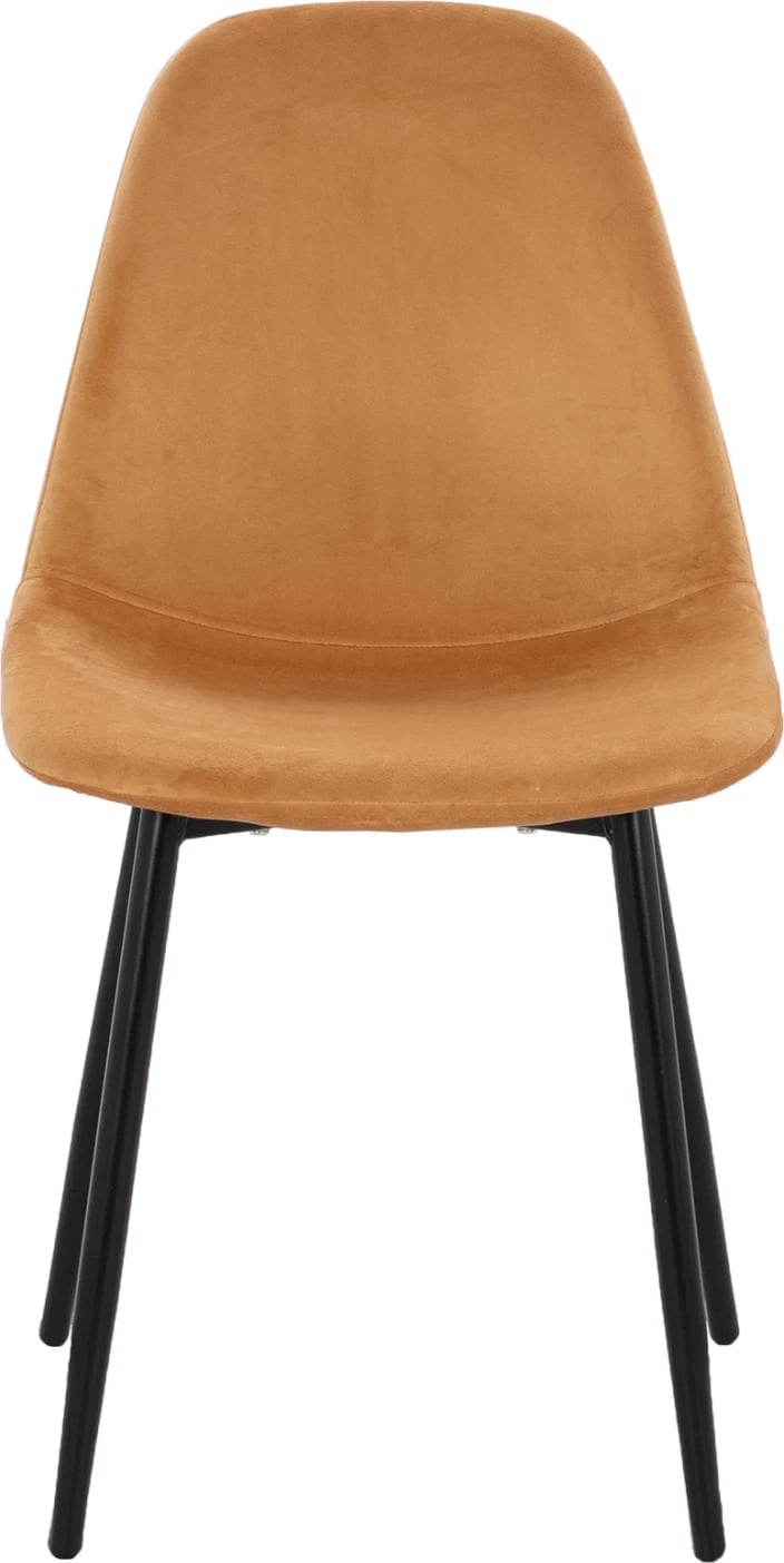 Karrige Leonardo Velvet Gold me këmbë metalike 45x47x87Y cm. ΗΜ00100.09, set prej 4 copë