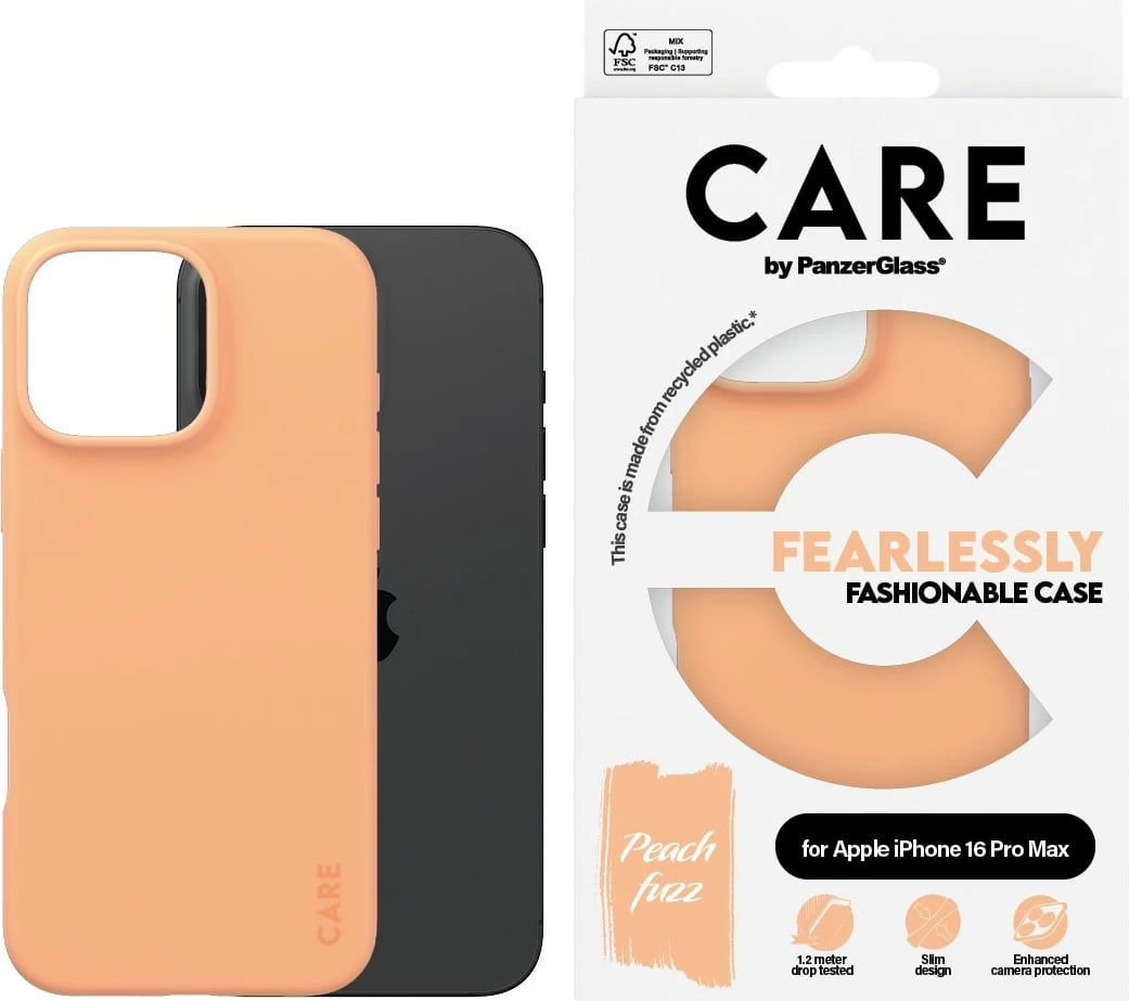 Mbështjellës PanzerGlass CARE Case Fashion Peachy për iPhone 16 Pro Max, silikon, rozë
