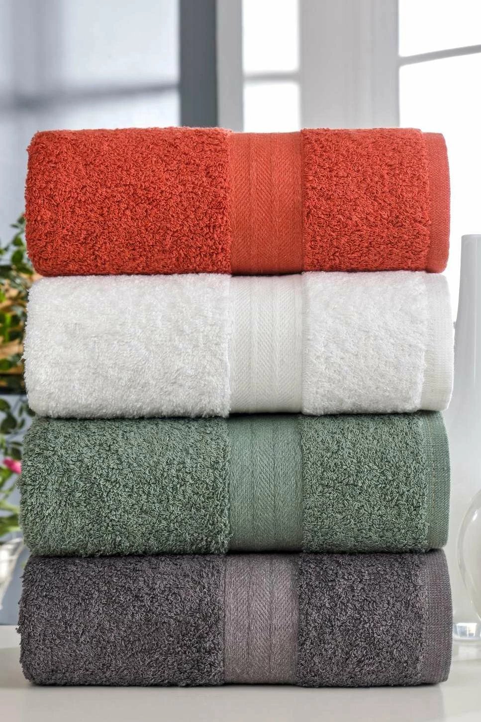 Set peshqirësh duarsh (4 copë), Mijölnir, Mabel - Yeki, të bardhë, të gjelbër, antracit, portokalli, 50x85cm