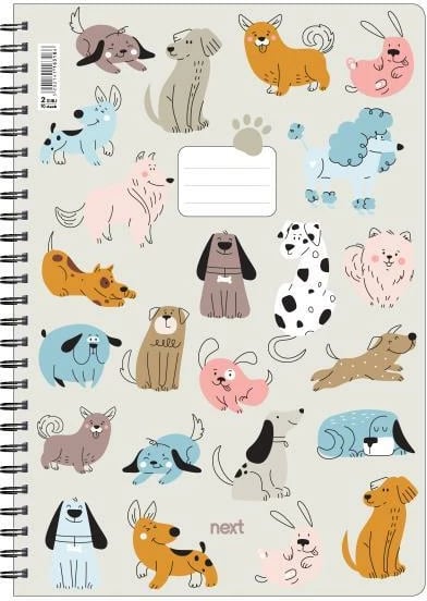 Fletore spirale NEXT Trend Dogs 17x25cm, 2 lëndë, 70 faqe