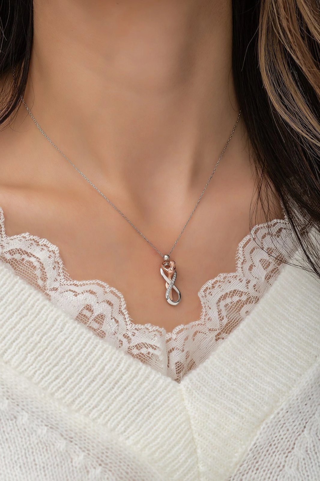 Qafore argjendi Jumeon, TRDYL615, ngjyrë rozë ari dhe argjendi